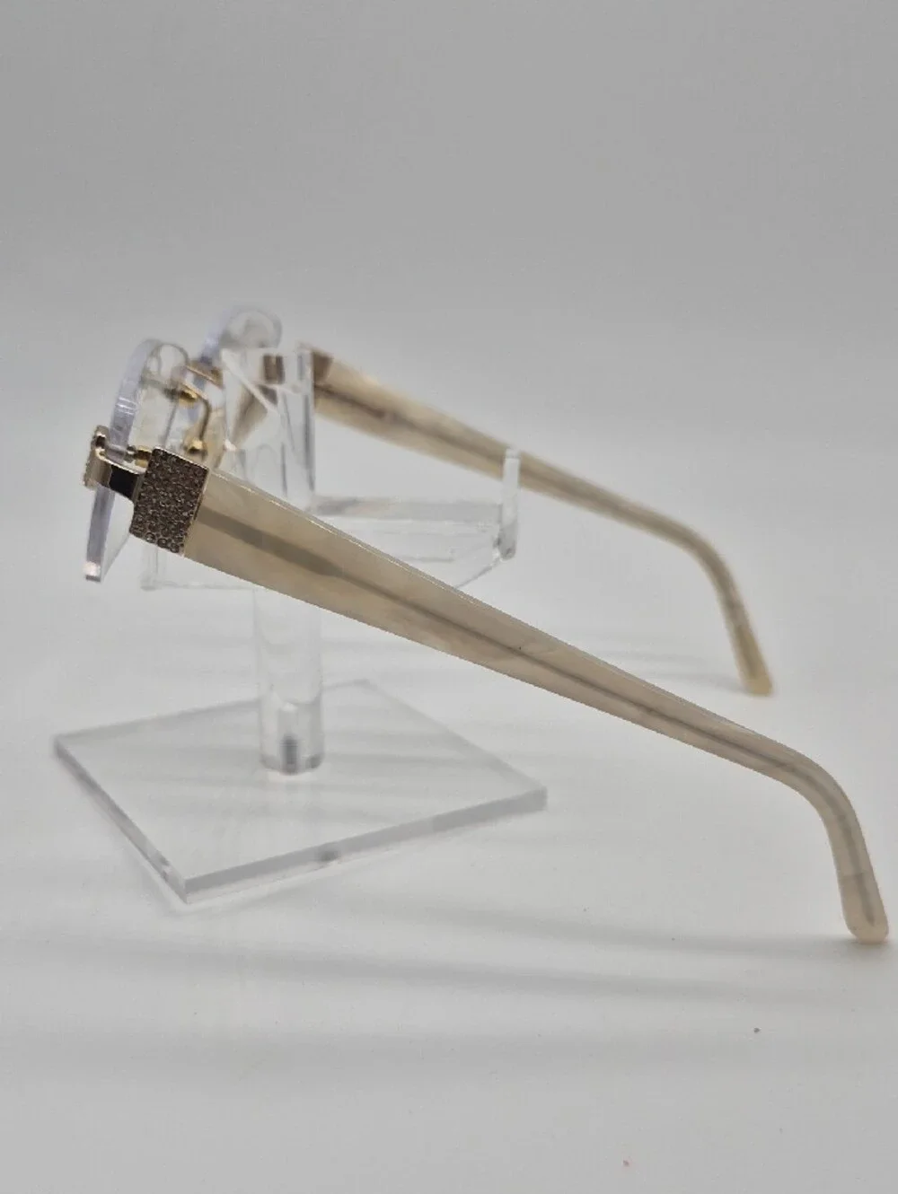 Caviar Rimless Eyeglasses w/Mother Of Pearl Arms